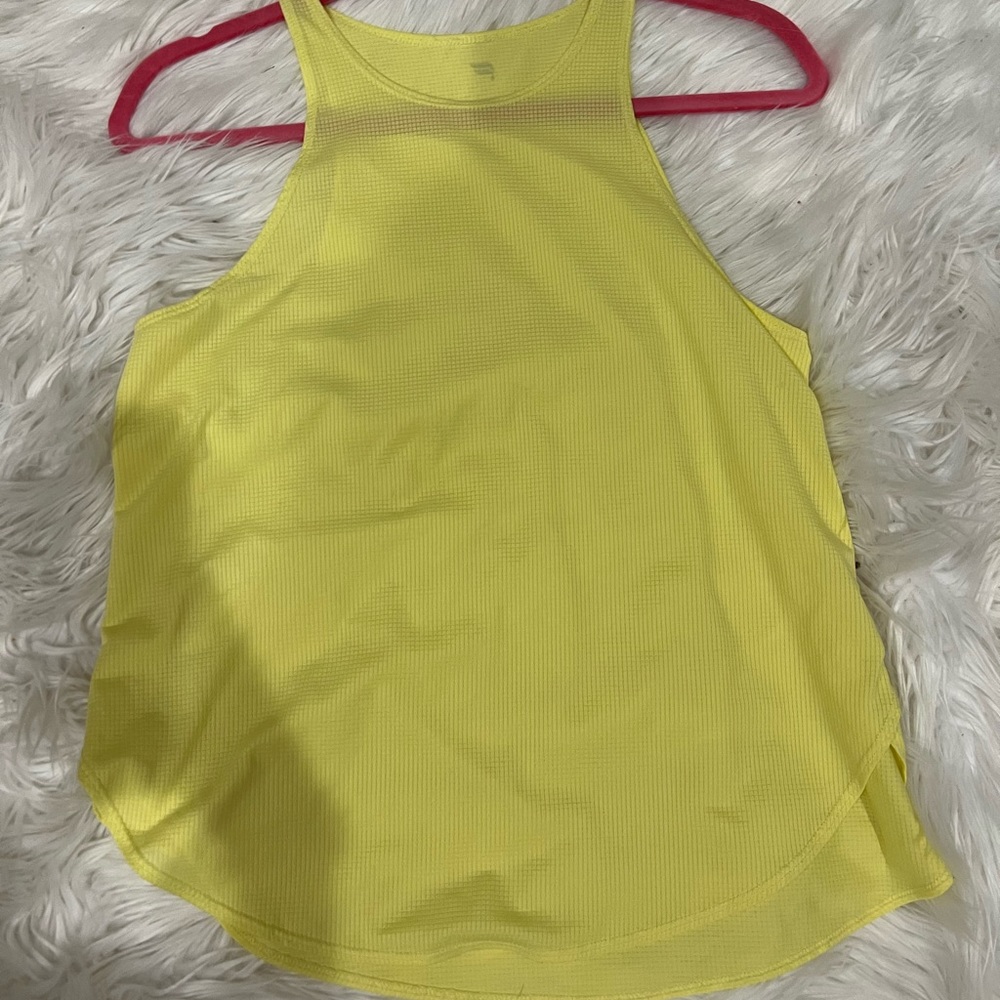 yellow and coral relaxed fit workout tanks